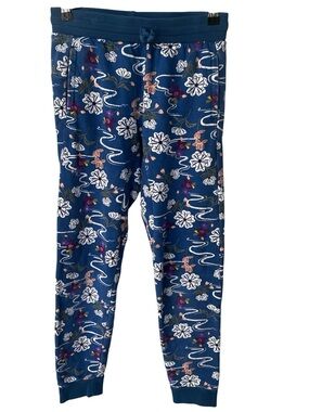 Tea Collection Girl’s Blue Floral Drawstring Stretchy Everyday Joggers Size 14